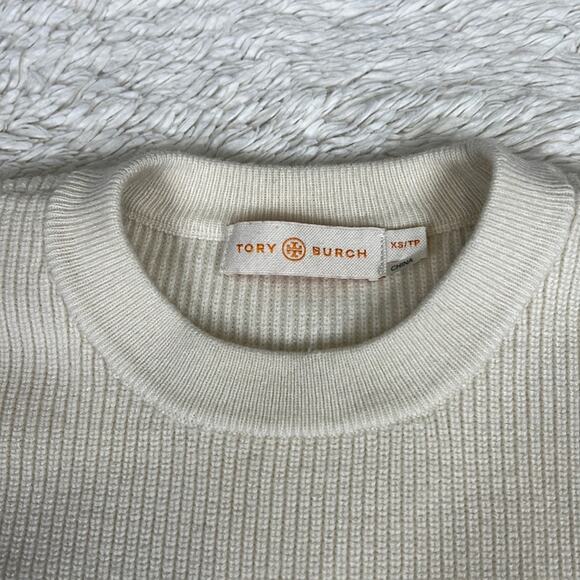 Tory Burch Ruffle Bell Sleeves Sweater Cream Ivory Designer - Picture 4 of 10
